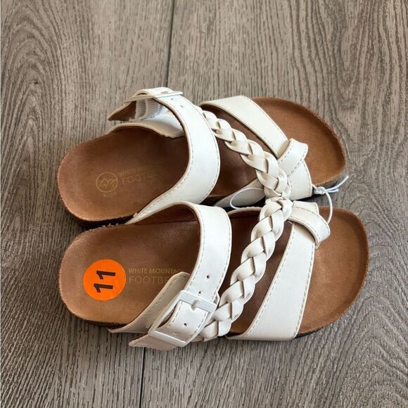 White Mountain footbed White and Brown Sandals NWOT - Picture 2 of 6